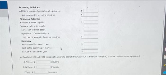 Do not round intermediate calculations: Enter your answers in thousands. for example,