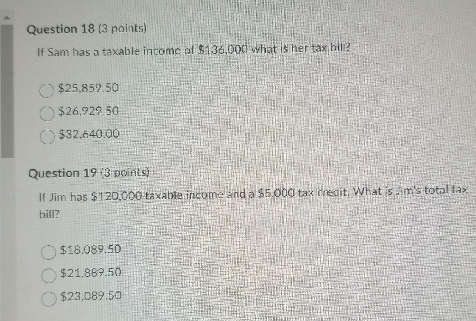question 18 and 19 help Question 18 (3 points) If Sam