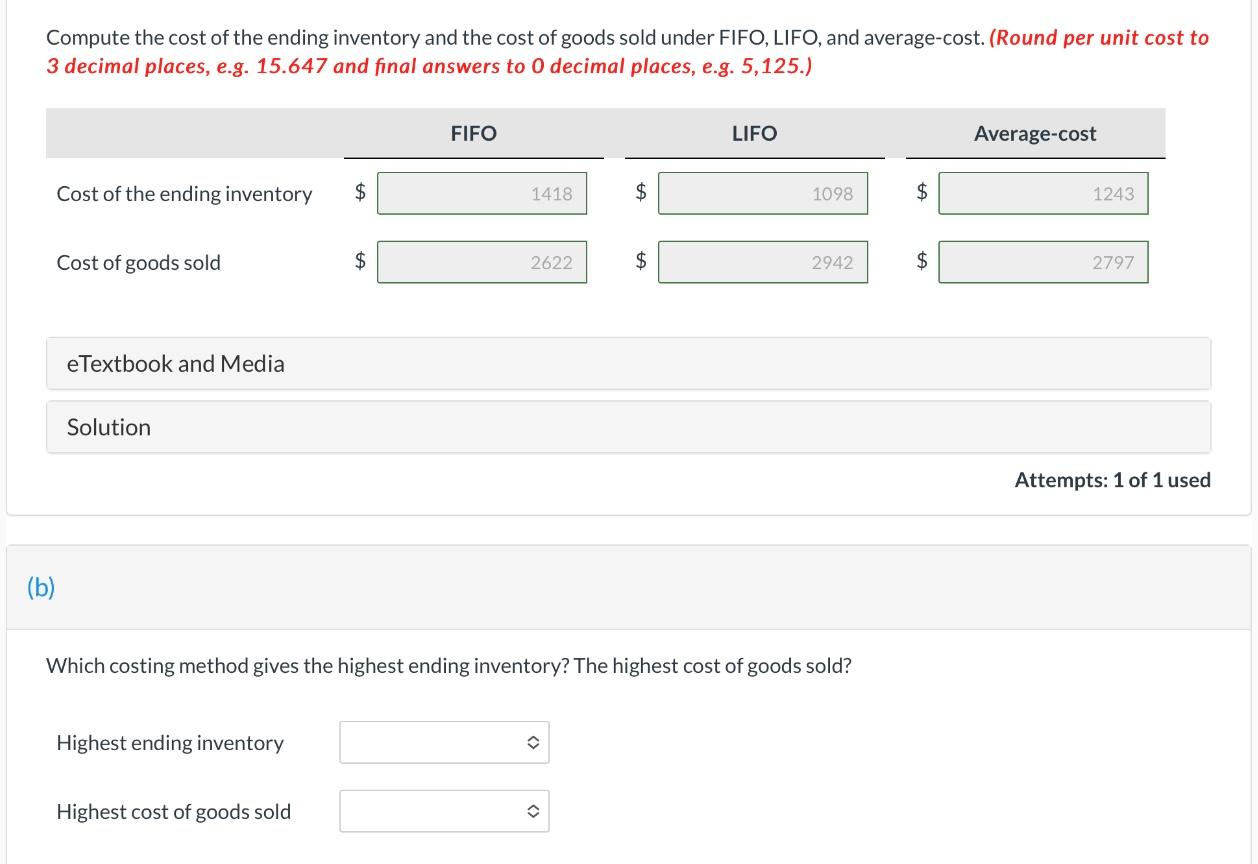 Hello, please help me solve section B: Which costing method gives the