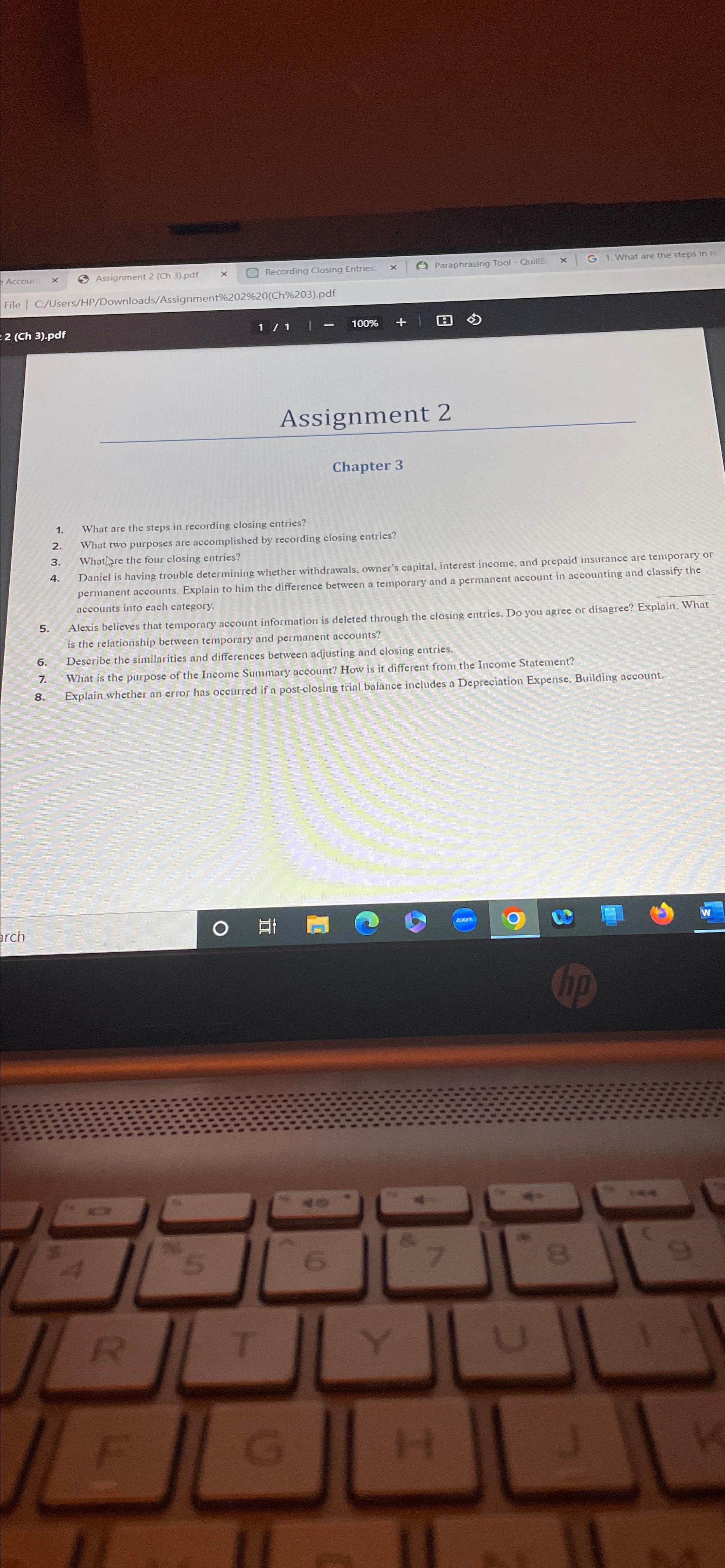  Assignment 2 Chapter 3 What are the steps in recording closing