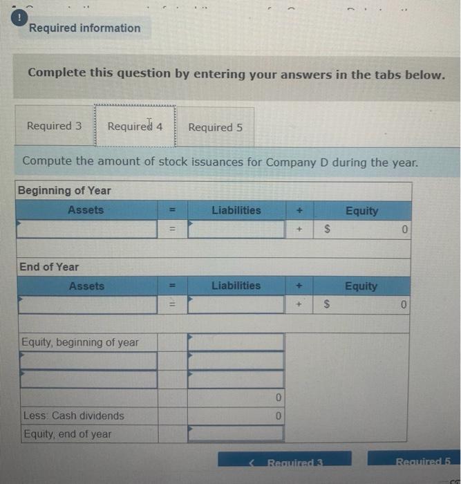 questions displayed below.] The following financial statement information is from five separate