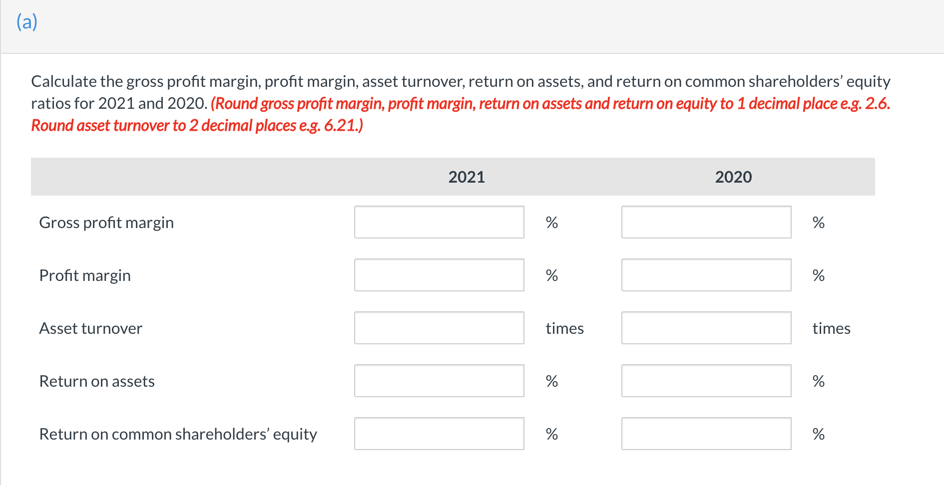 the correct answer. Thank you. The following selected information is for Crown