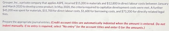 please correctly complete the journal entries for a thumbs up Grouper, Inc.