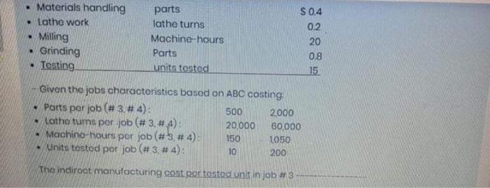 labor- hour. Two representative jobs #3 and # 4 were processed at