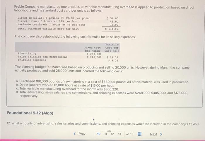 please answer both !! both questions from same problem !! Preble Company