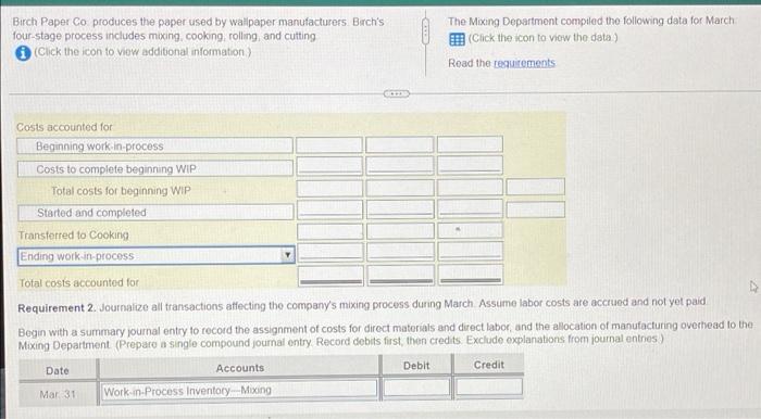 information ) The Maring Department compted the following data for March Click