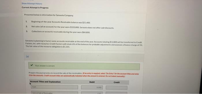 v Show Attempt History Current Attempt in Progress Presented below in information