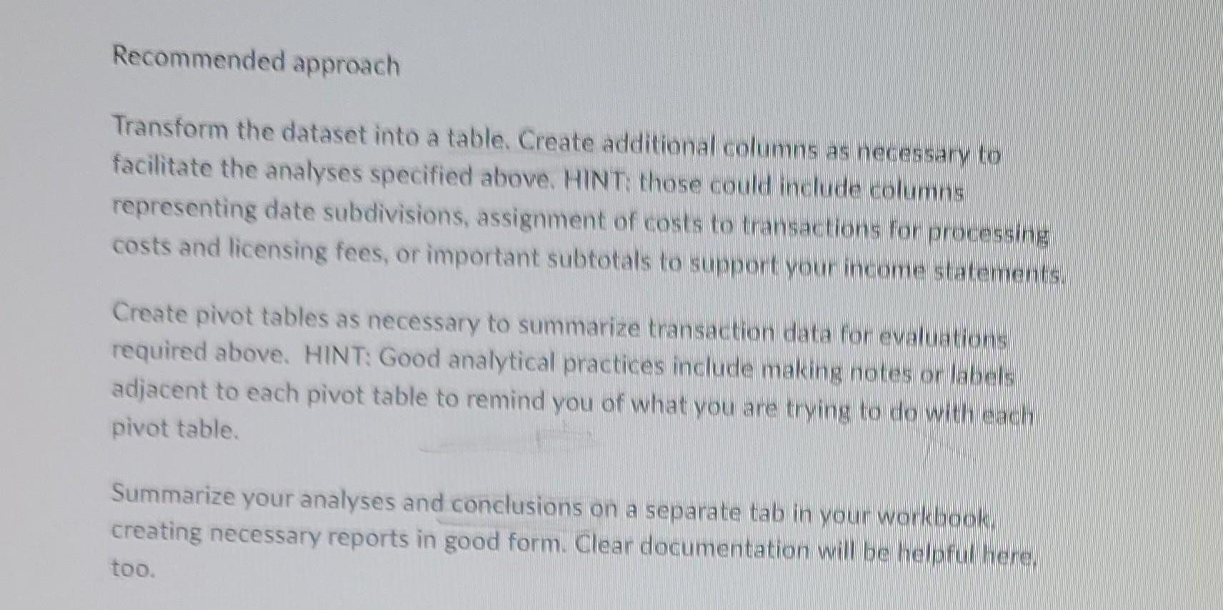 Hide Assignment Information Instructions Attached is data on the transactions (samples) conducted