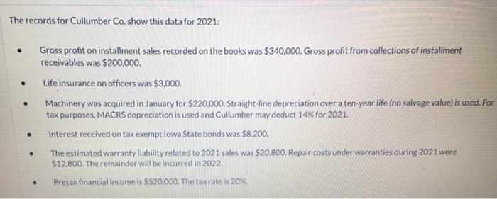 TIMED ASSIGNMENT NEED ASAP PLEASE AND THANK Ud The records for Cullumber