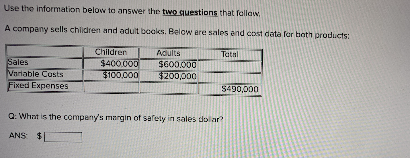  Use the information below to answer the two questions that follow.