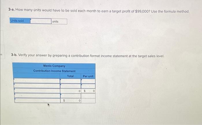 distributes a single product. The company's sales and expenses for last month