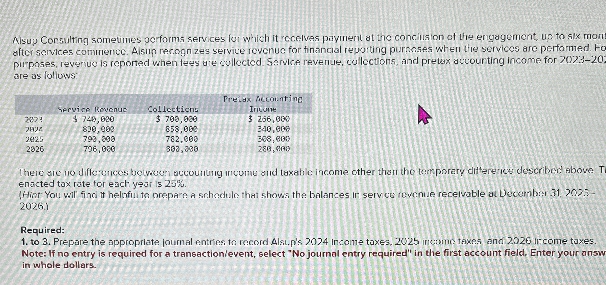  Alsup Consulting sometimes performs services for which it receives payment at