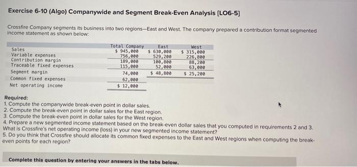 help ASAP will rate good!! 1. 2. Exercise 6-10 (Algo) Companywide and