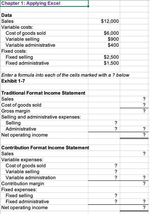 Applying Excel form and enter formulas in all cells that contain question