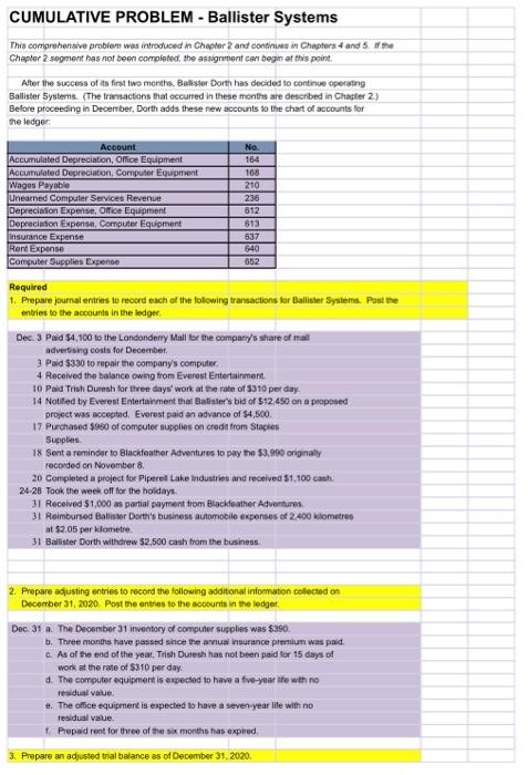  please answer this question urgently. CUMULATIVE PROBLEM - Ballister Systems This