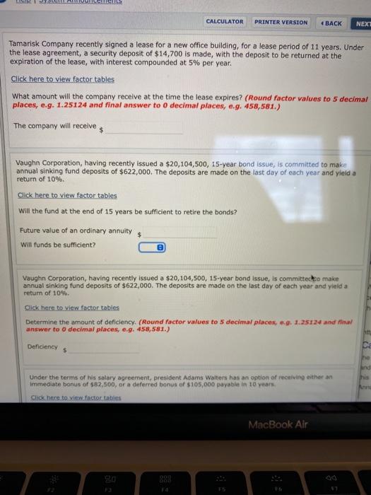  ILLS CALCULATOR PRINTER VERSION BACK NEXT Tamarisk Company recently signed a