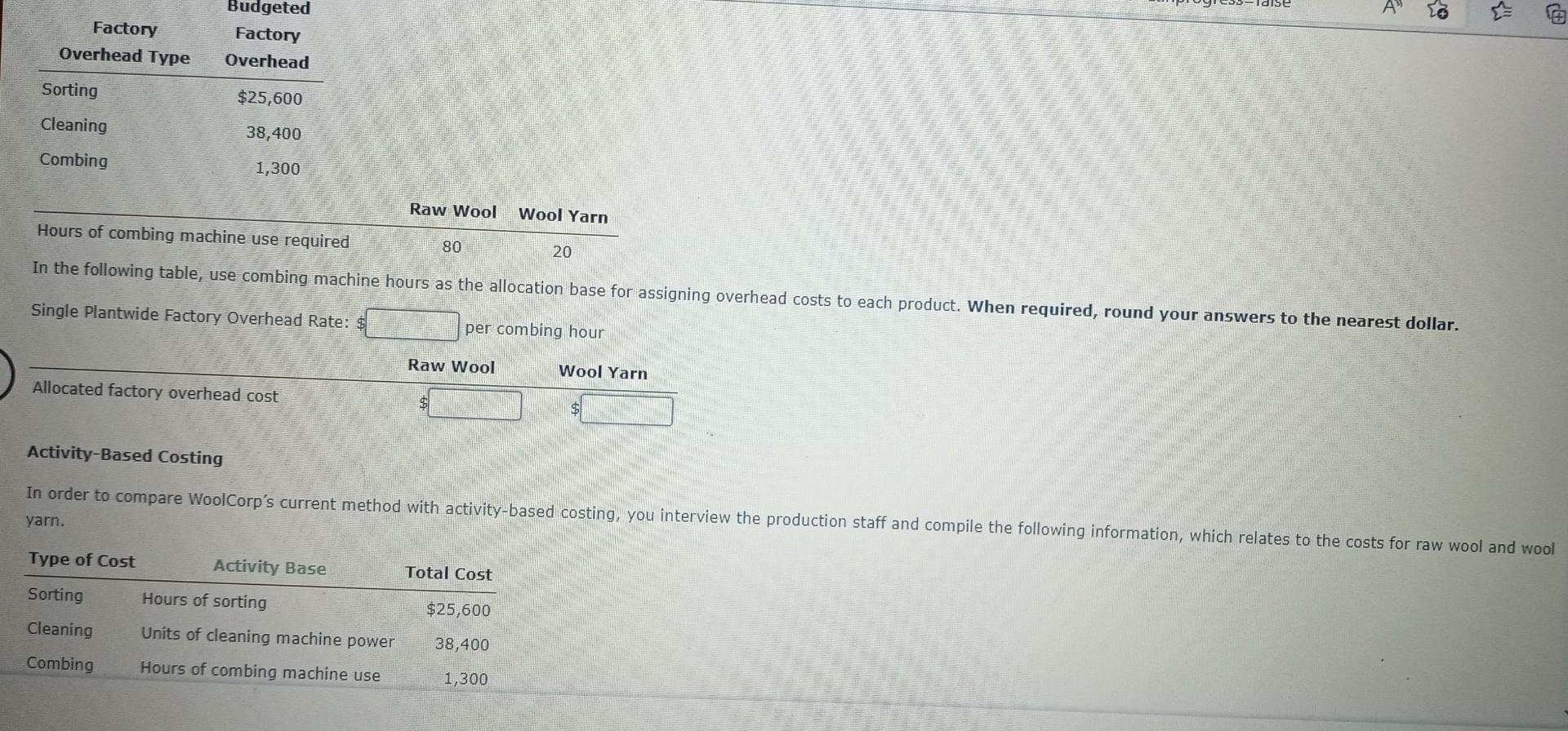 overhead to products. You've just been hired as a production manager at