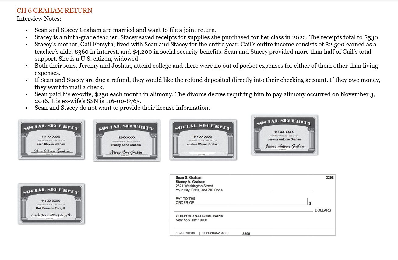 CH 6 GRAHAM RETURN Interview Notes: - Sean and Stacey Graham