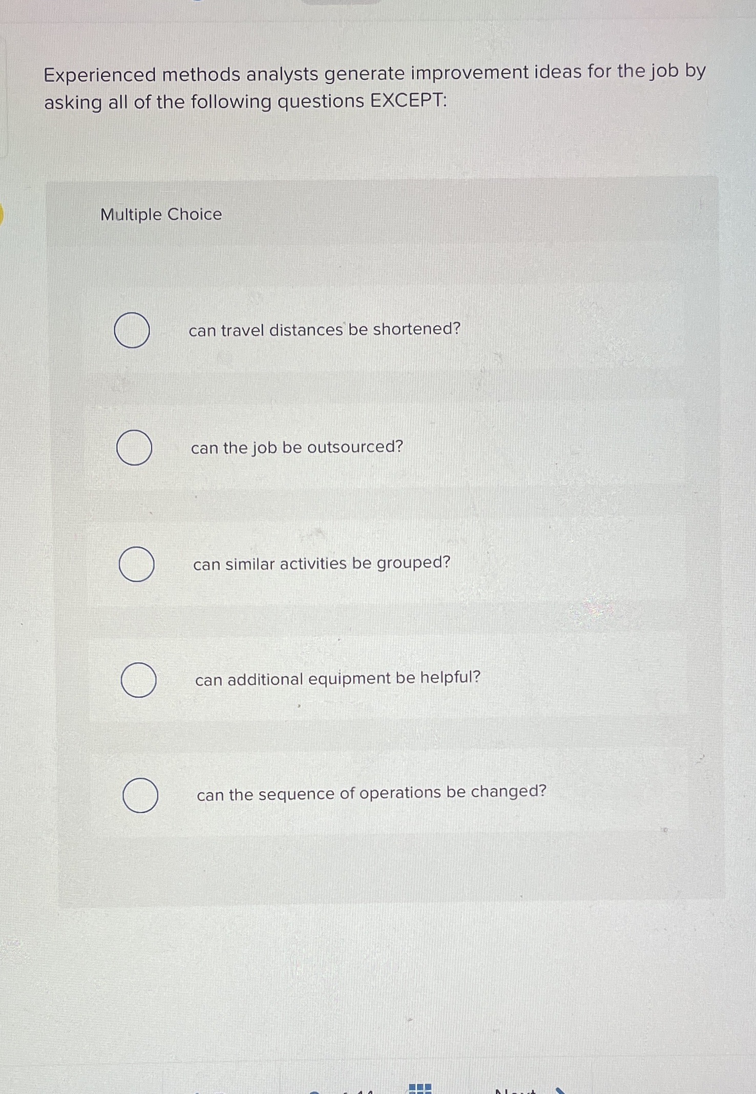Connect chapter7 Experienced methods analysts generate improvement ideas for the job by