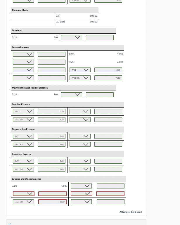 balance on account. Purchased cleaning supplies for $810 on account. Paid $1,680