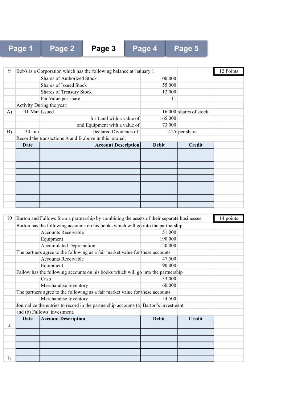 on that date. Date Account a. Debit Credit b. Debit Credit C.