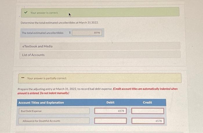 uncollectible accounts. The company sestimates of bad debts are as shown below.