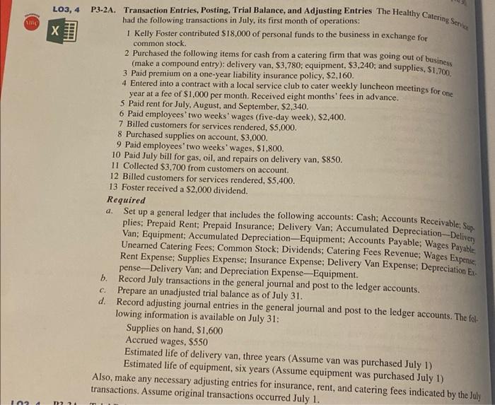 i just need help with part d LO3, 4 Hii P3-2A. Transaction