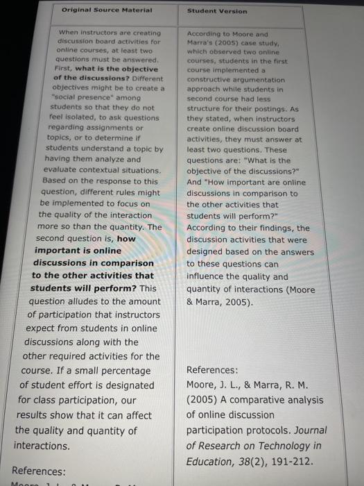  Original Source Material Student Version When instructors are creating discussion board