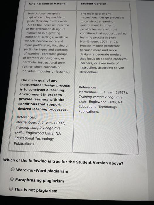  Original Source Material Student Version Instructional designers typically employ models to