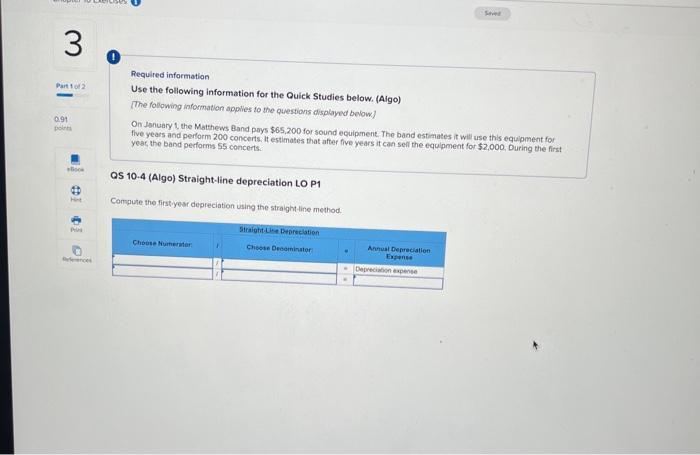  Requilred information Use the following information for the Quick Studies below.