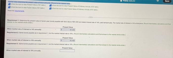 as in requirement 1, but the market interest rate is 10% (Round