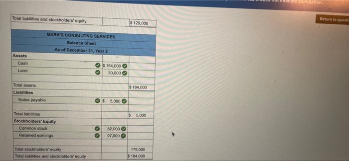 for $30,000 cash Transactions for Year 2 Beginning account balances for Year