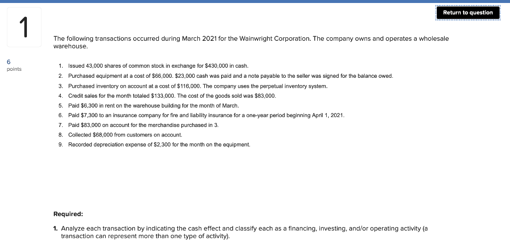 check what its missing it says that the question its icomplete Return