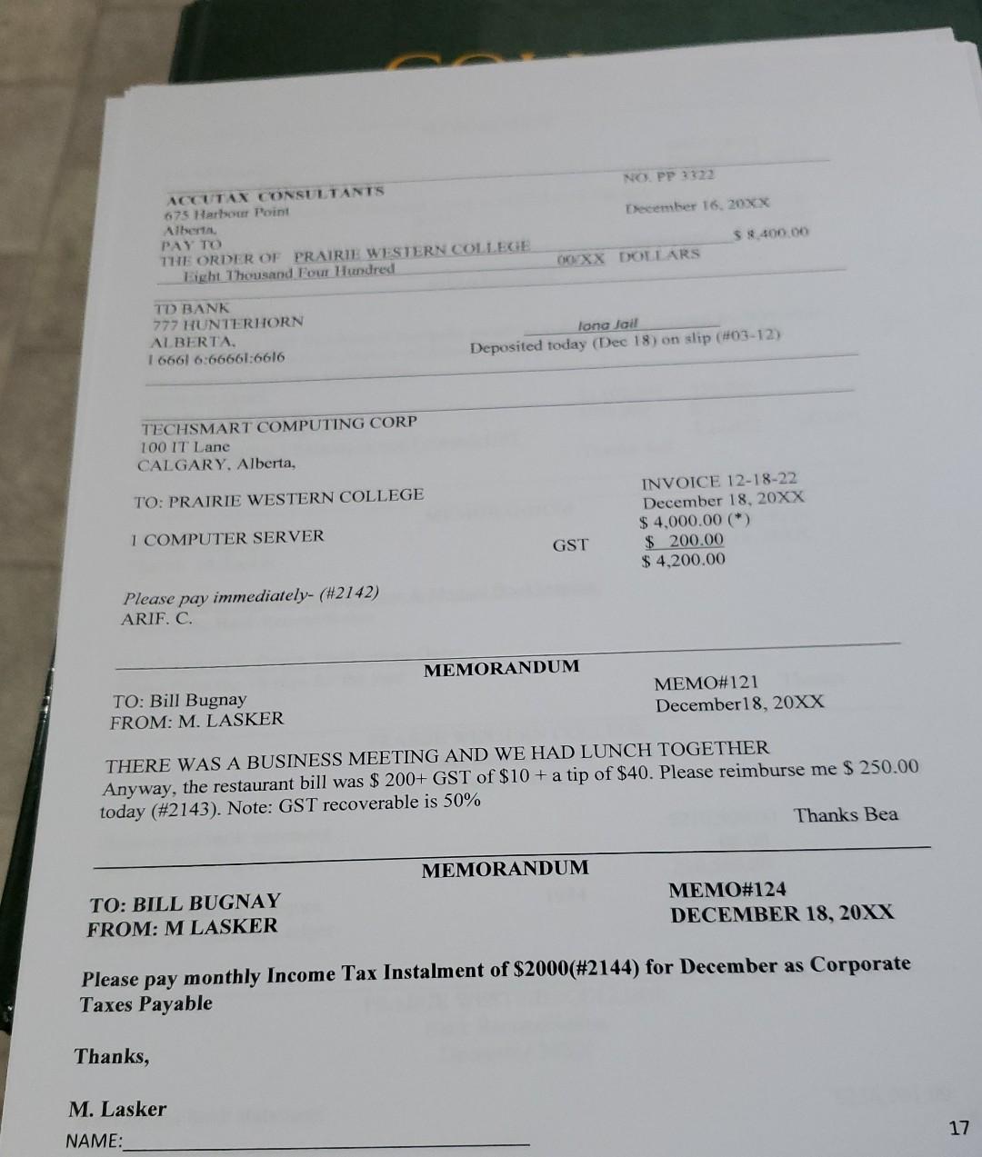  how to do entry on general journal NO PP 3322 December