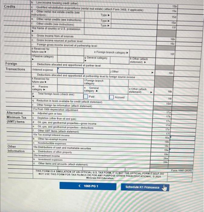 Francescais the general partner, and they share capital and profits equally. Francesca