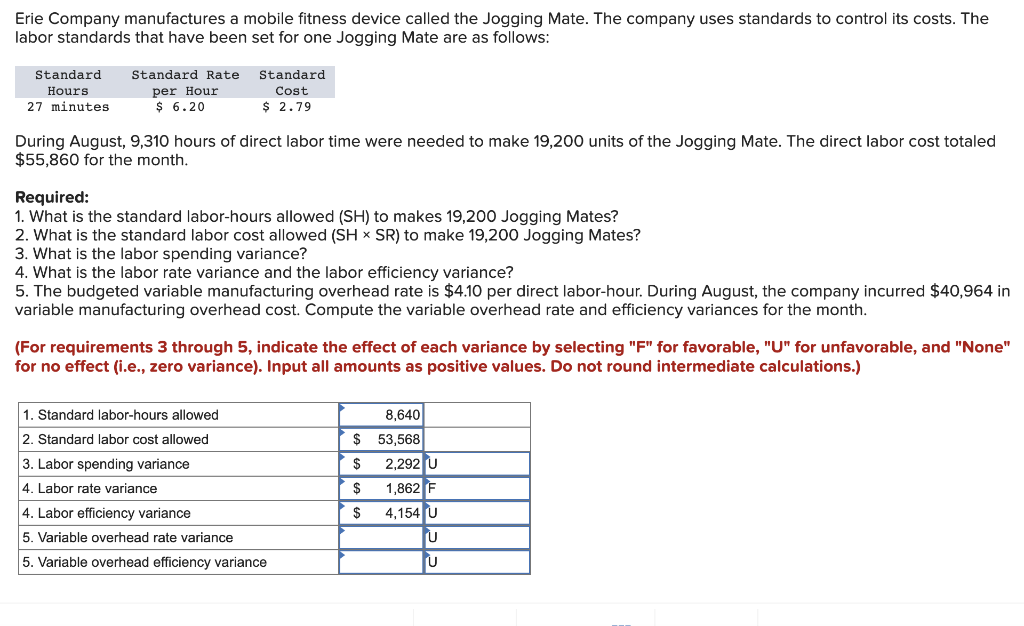 help solve: variable overhead efficiency variance and variable overhead rate variance