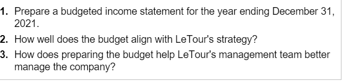 31, 2020 (in thousands) Prepare a budgeted income statement for the year