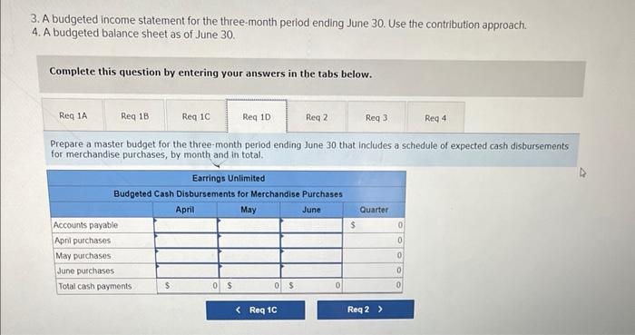 a master budget for the upcoming second quarter. To this end, you
