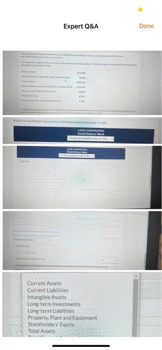 please complete the partial balance sheet completed the first part i need