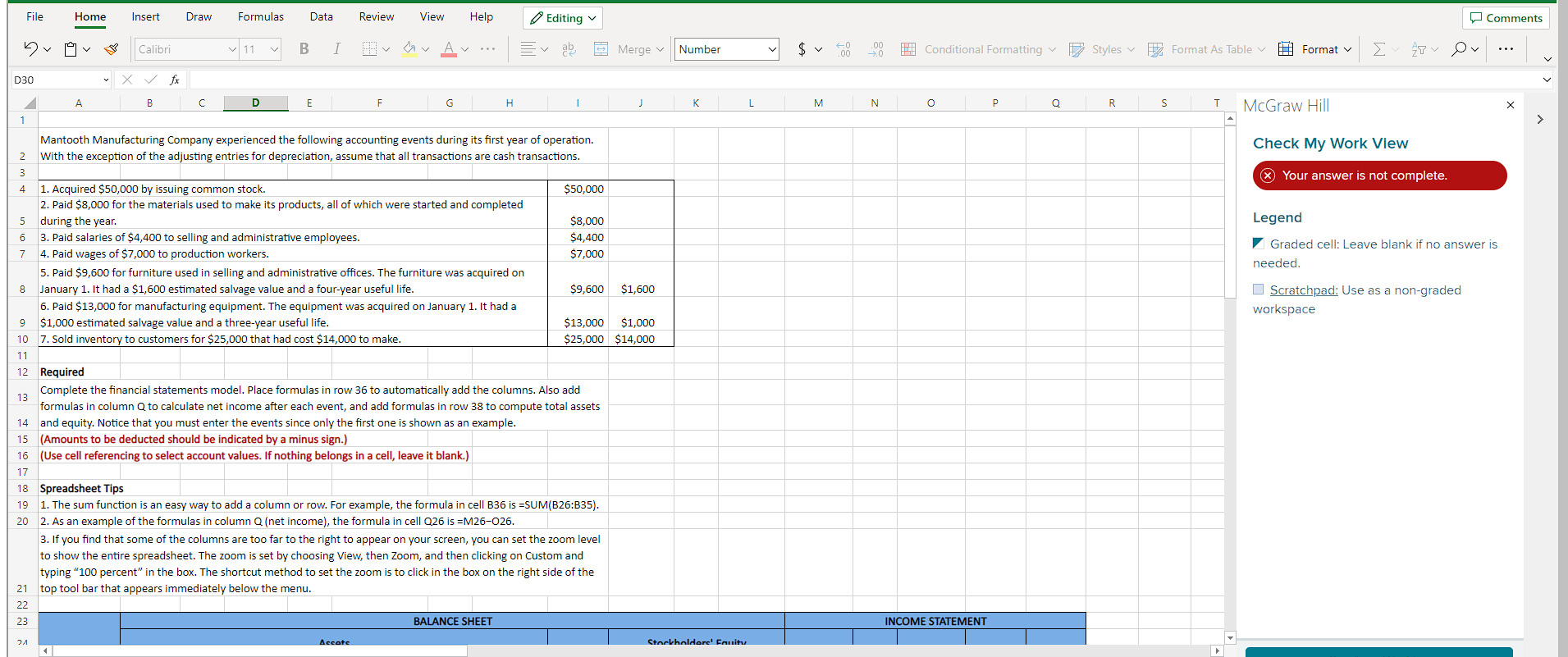 Need the excel formulas please Legend Graded cell: Leave blank if no