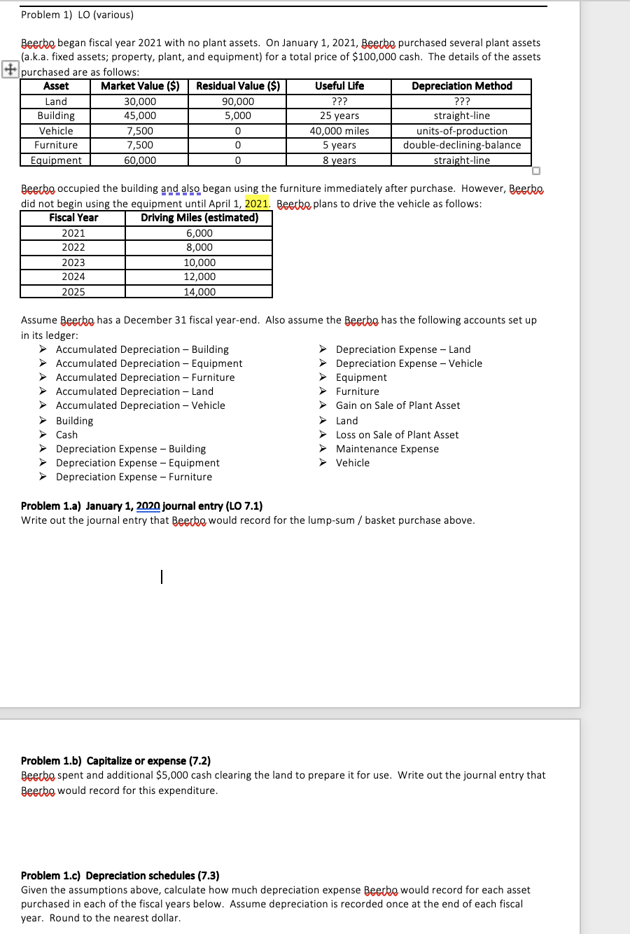 Please help me solve problem 1.d Here is some info from the