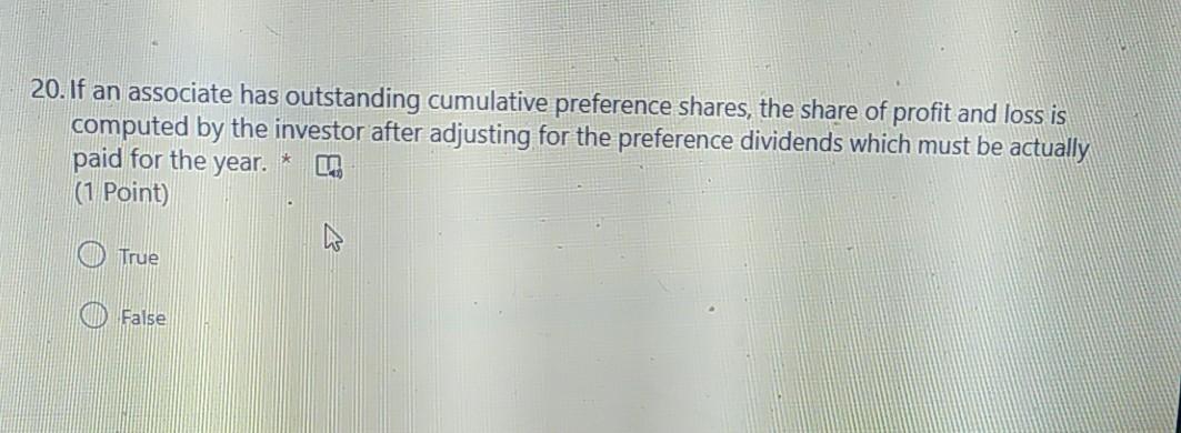 significant influence. mm (1 Point) True: True True: False False: False False: