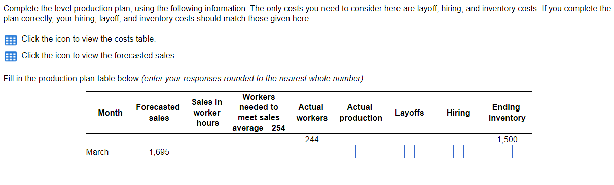 - For this question solve for March through February Complete the