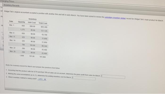 inventories Changing Prices Inventory Records Final Questions As Changing Prices Inventory Records