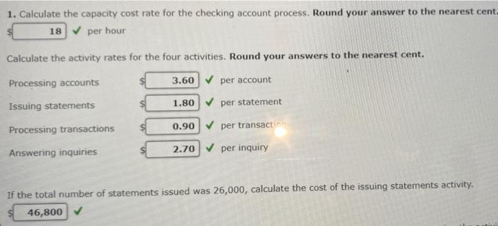 provided the following data about its two checking account products and their