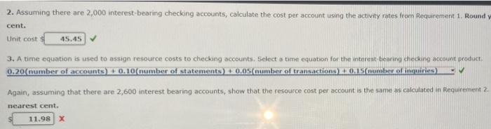 associated resources and activities: Traditional Interest Bearing Resources Activities Time per Unit