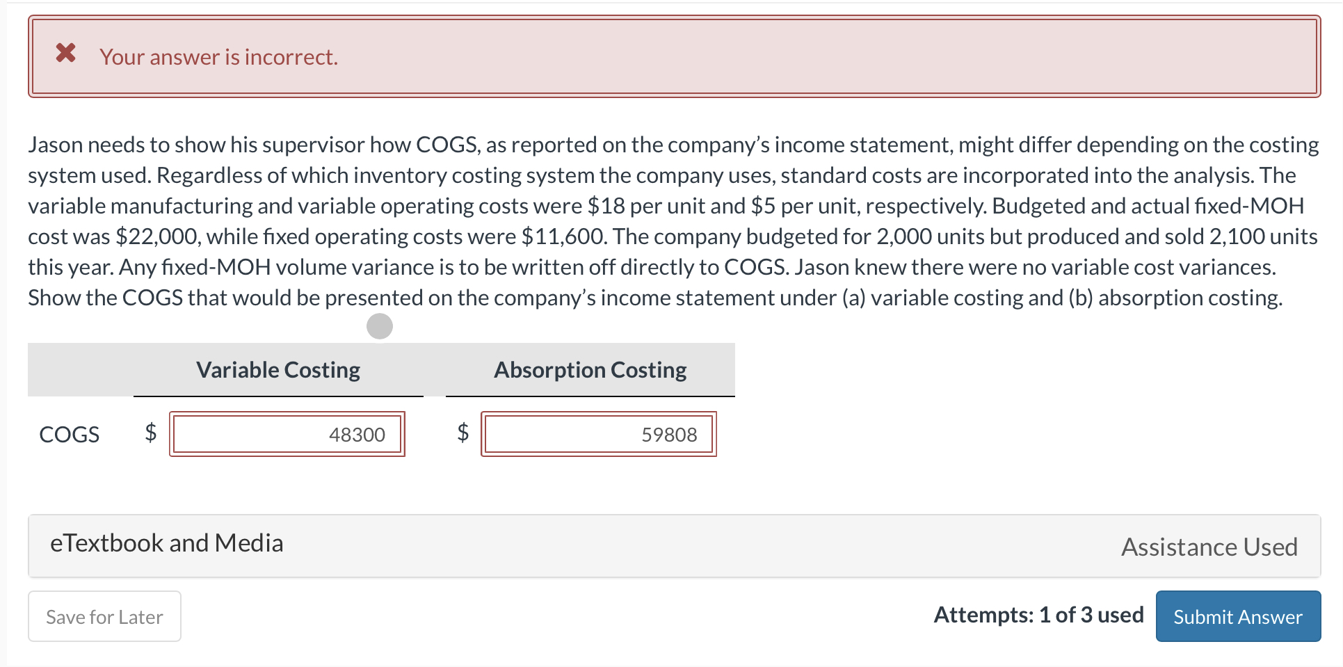 Jason needs to show his supervisor how COGS, as reported on