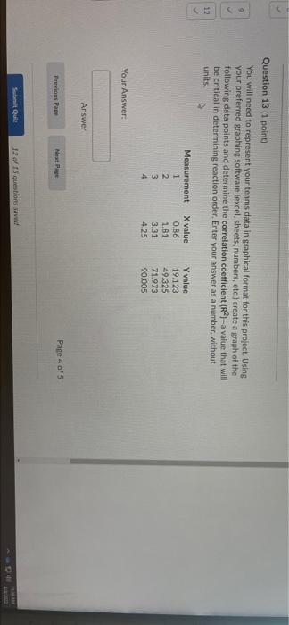can you answer please Question 13(1 point) You will need to represent