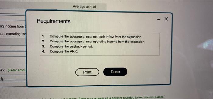 view the expansion estimates.) Average annual net cash inflow x R Requirement
