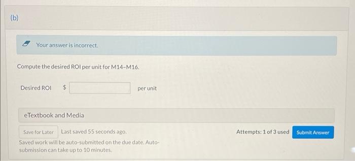 designed product M14-M16. The following data relate to this new product Per